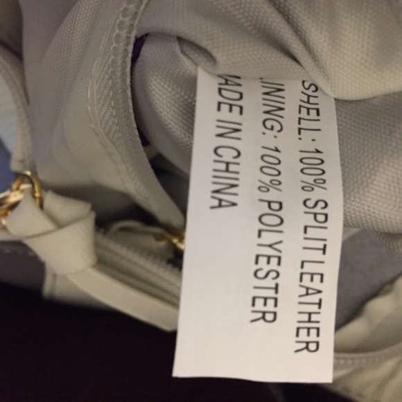 Joy Mangano genuine leather Tote Color: Gray/cream - Picture 5 of 7